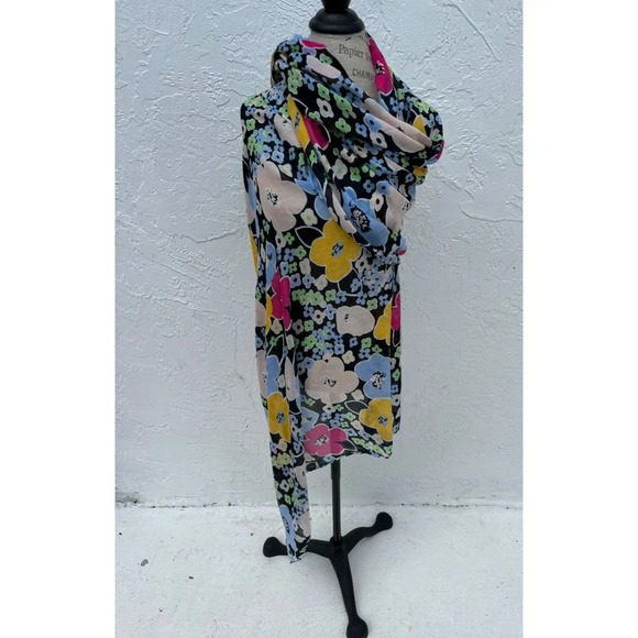 Karl Lagerfield Womens Floral Print Modal Scarf Multicolor Size 35 x 76 - Picture 9 of 12